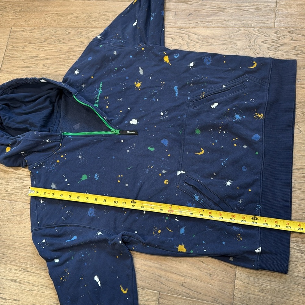 EUC CHAMPION Men's Slim-Fit Global Explorer Quarter-Zip Paint Splatter Hoodie L - Picture 7 of 9